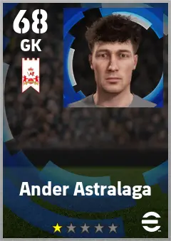 Ander Astralaga eFootball 2026 player card — 68 OVR GK