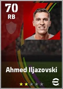 Ahmed Iljazovski eFootball 2026 player card — 70 OVR RB