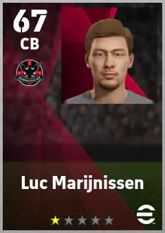 Luc Marijnissen eFootball 2026 player card — 67 OVR CB