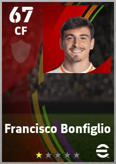 Francisco Bonfiglio eFootball 2026 player card — 67 OVR CF
