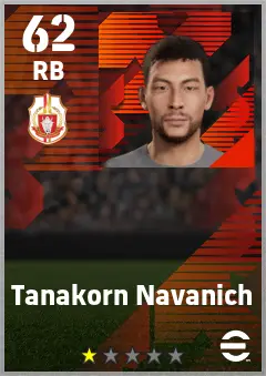 Tanakorn Navanich eFootball 2026 player card — 62 OVR RB
