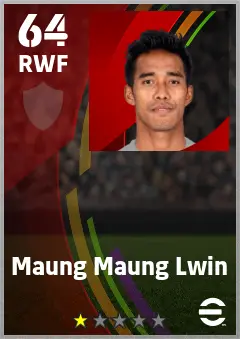 Maung Maung Lwin eFootball 2026 player card — 64 OVR RWF