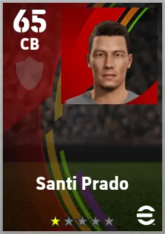 Santi Prado eFootball 2026 player card — 65 OVR CB