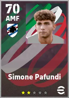 Simone Pafundi eFootball 2026 player card — 70 OVR AMF