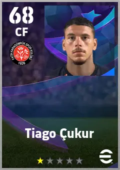 Tiago Cukur eFootball 2026 player card — 68 OVR CF