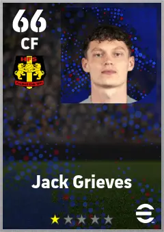 Jack Grieves eFootball 2026 player card — 66 OVR CF