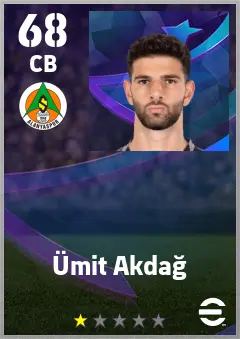 Umit Akdag eFootball 2026 player card — 68 OVR CB