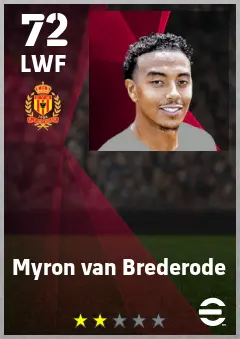 Myron van Brederode eFootball 2026 player card — 72 OVR LWF