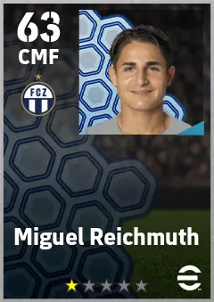 Miguel Reichmuth eFootball 2026 player card — 63 OVR CMF