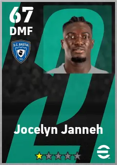 Jocelyn Janneh eFootball 2026 player card — 67 OVR DMF