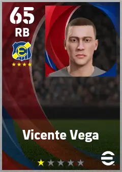Vicente Vega eFootball 2026 player card — 65 OVR RB