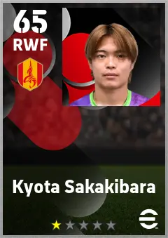 Kyota Sakakibara eFootball 2026 player card — 65 OVR RWF