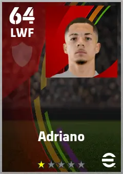 Adriano eFootball 2026 player card — 64 OVR LWF