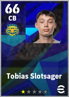 Tobias Slotsager eFootball 2026 player card — 66 OVR CB