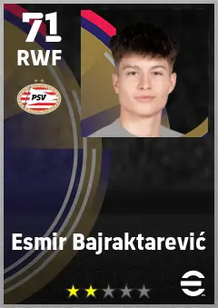 Esmir Bajraktarevic eFootball 2026 player card — 71 OVR RWF