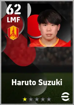 Haruto Suzuki eFootball 2026 player card — 62 OVR LMF