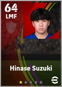 Hinase Suzuki eFootball 2026 player card — 64 OVR LMF
