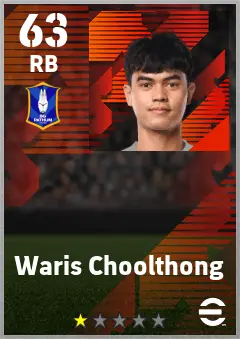 Waris Choolthong eFootball 2026 player card — 63 OVR RB