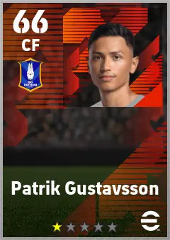 Patrik Gustavsson eFootball 2026 player card — 66 OVR CF