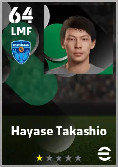 Hayase Takashio eFootball 2026 player card — 64 OVR LMF