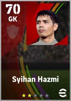 Syihan Hazmi eFootball 2026 player card — 70 OVR GK