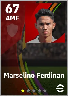 Marselino Ferdinan eFootball 2026 player card — 67 OVR AMF