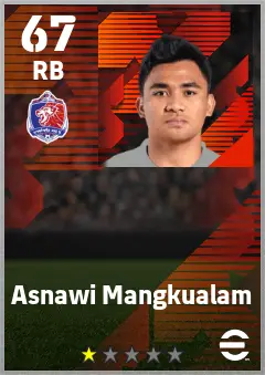 Asnawi Mangkualam eFootball 2026 player card — 67 OVR RB