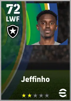 Jeffinho eFootball 2026 player card — 72 OVR LWF