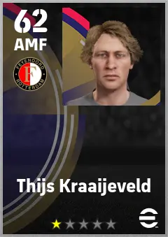 Thijs Kraaijeveld eFootball 2026 player card — 62 OVR AMF