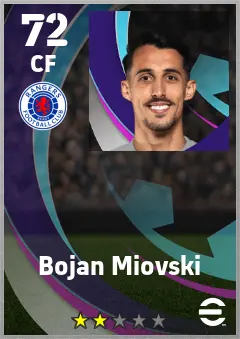 Bojan Miovski eFootball 2026 player card — 72 OVR CF