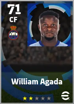 William Agada eFootball 2026 player card — 71 OVR CF