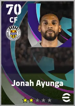 Jonah Ayunga eFootball 2026 player card — 70 OVR CF