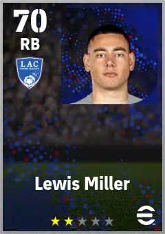 Lewis Miller eFootball 2026 player card — 70 OVR RB