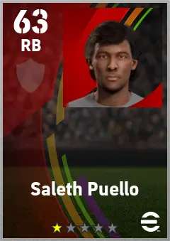 Saleth Puello eFootball 2026 player card — 63 OVR RB