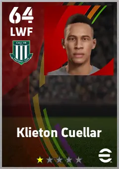 Klieton Cuellar eFootball 2026 player card — 64 OVR LWF