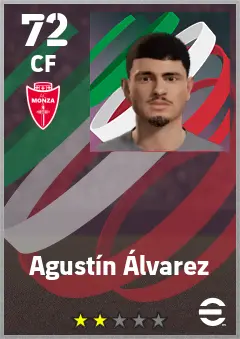 Agustin Alvarez eFootball 2026 player card — 72 OVR CF