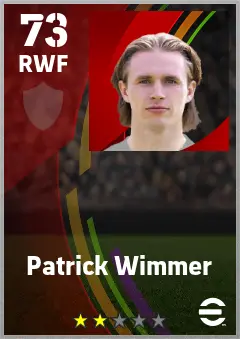 Patrick Wimmer eFootball 2026 player card — 73 OVR RWF