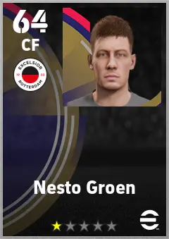 Nesto Groen eFootball 2026 player card — 64 OVR CF