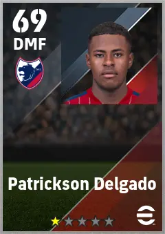 Patrickson Delgado eFootball 2026 player card — 69 OVR DMF