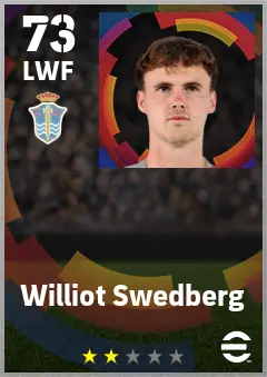 Williot Swedberg eFootball 2026 player card — 73 OVR LWF