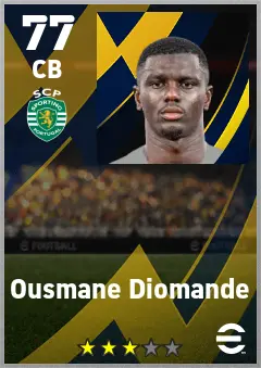 Ousmane Diomande eFootball 2026 player card — 77 OVR CB