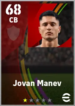Jovan Manev eFootball 2026 player card — 68 OVR CB