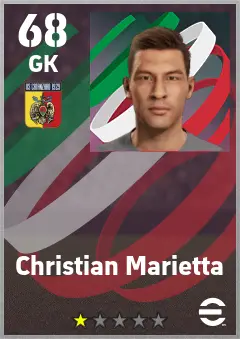 Christian Marietta eFootball 2026 player card — 68 OVR GK
