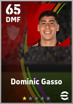 Dominic Gasso eFootball 2026 player card — 65 OVR DMF