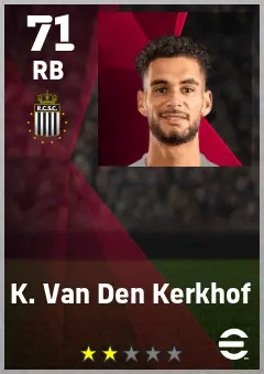 K. Van Den Kerkhof eFootball 2026 player card — 71 OVR RB