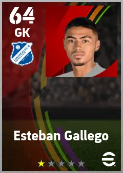 Esteban Gallego eFootball 2026 player card — 64 OVR GK
