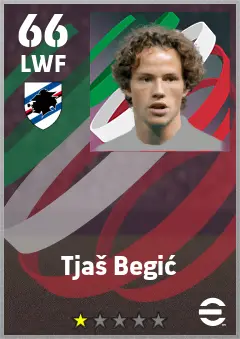 Tjas Begic eFootball 2026 player card — 66 OVR LWF