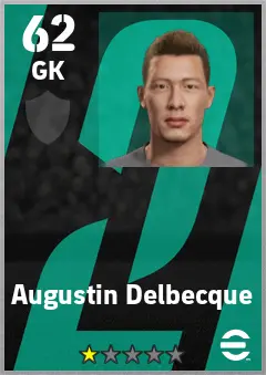 Augustin Delbecque eFootball 2026 player card — 62 OVR GK