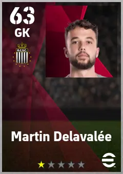Martin Delavalee eFootball 2026 player card — 63 OVR GK