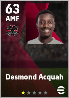Desmond Acquah eFootball 2026 player card — 63 OVR AMF
